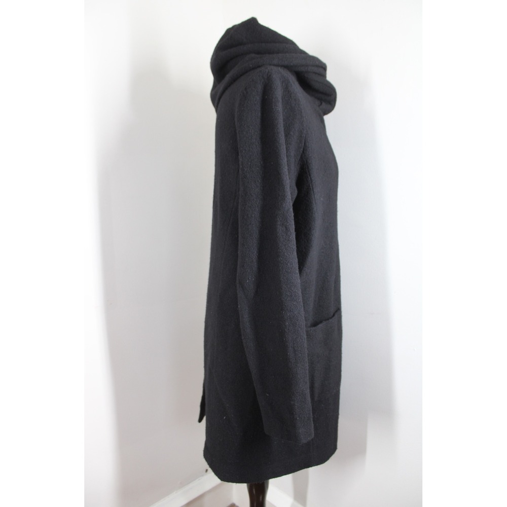Moth Anthropologie S Black 100% Boiled Wool Hooded Coat Jacket - Picture 3 of 10